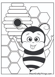 To print the coloring page: Bee Coloring Pages Updated 2021