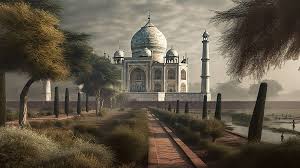 taj mahal in a 3d forest background