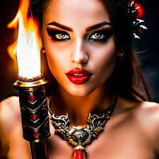 beautiful woman with fire in her eyes