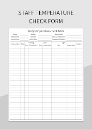 staff rature check form excel