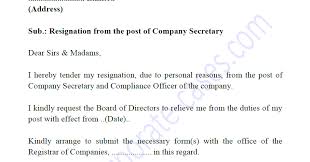 If an employee finds his current salary is not satisfying and he gets to work in. Resignation Letter Format Of Company Secretary Cs