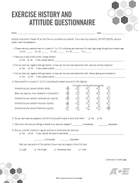 exercise history questionnaire fill