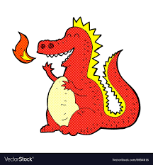 comic cartoon fire breathing dragon