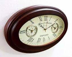 Clock Wall World Oxford Wooden Oval