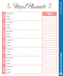 Meal Calendar Planner Card Poster Elegant And Cute Stock