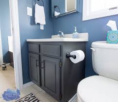 Www.wilshirecollections.com latex paints are more sticky than their oil counterparts, and where that is an issue (trim, cabinets doors) you would be ahead of the game if you had bought a quality i was testing with small bathroom cabinets. How To Completely Change Bathroom Cabinets With Paint Roots Wings Furniture Llc