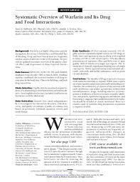 Pdf Systematic Overview Of Warfarin And Its Drug And Food