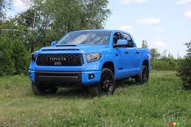 The tundra is obviously bigger, and it has a more spacious cabin and higher towing and hauling capacities. 2019 Toyota Tundra Trd Pro Review Car Reviews Auto123