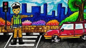 Contoh gambar polisi untuk anak tk. Cara Menggambar Dan Mewarnai Tema Polisi Lalu Lintas Police Dengan Gradasi Warna Crayon Oil Pastel Youtube