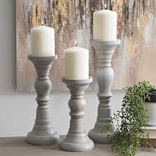 Distressed Gray Simple Candle Holders Set Of 3 Kirklands