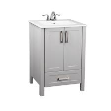 Some white bathroom vanities can be shipped to you at home, while others can be picked up in store. Glacier Bay Delchester 24 Inch Vanity In Grey With Thin Ceramic Top The Home Depot Canada
