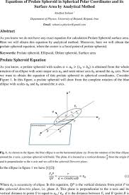 Equations Of Prolate Spheroid In