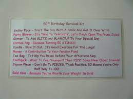 female 50th birthday survival kit