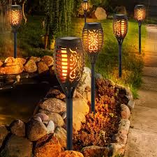 5x Led Solar Torch Outdoor Lamps Garden