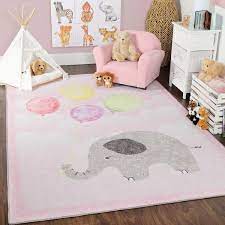 superior nursery elephant anti skid backing indoor area rug soft pink 4 x6