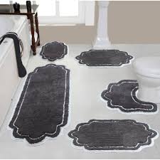 gray cotton 5 piece bath rug set