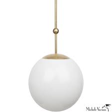Opal Globe And Ball Pendant Light 14 Inch Diameter In Brass Michele Varian Shop