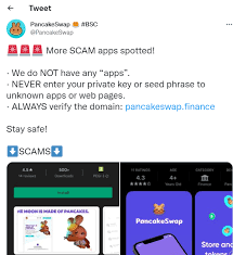 pancakeswap warns users of scam apps