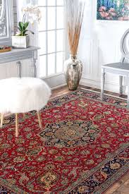 hand knotted red central wool carpet in