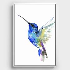 Turquoise Blue Flying Bird Decor Framed