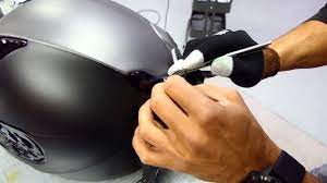 motor helmet wrap using knifeless tape