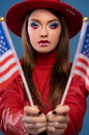 free photo portrait of woman with usa
