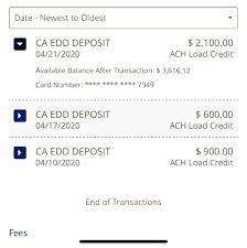 Your unemployment benefits will be direct deposited onto the card. California I Received A Random 2100 Deposit In My Ca Edd Account Today Is This A Mistake It S Not Listed In My Payment History In My Edd Account There S Also An
