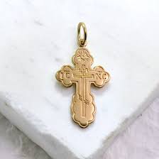 orthodox cross pendant in 14kt gold