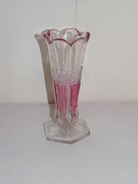 Clear Iridescent Pink Glass Vase