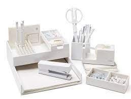 An inbox organizer is perfect to keep files in order, keep. White Poppin Desktop Set Desk Organizer Set Desk Essentials White Office Supplies