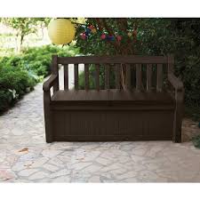 Brown Outdoor Resin Storage Bench