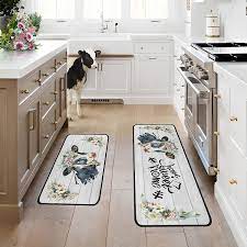 rooster and sunflower kitchen rugs set