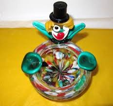 Vintage Murano Glass Clown Bowl Tall 6