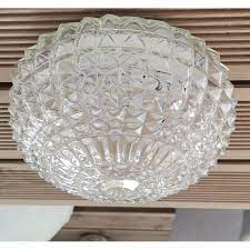 Vintage Clear Cut Glass Ceiling Lamp 1990s