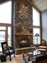 river rock fireplaces pictures