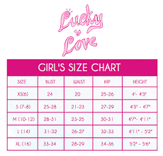 Lucky In Love Girls Size Chart Lucky In Love