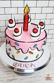 50 Cute Comic Cake Ideas For Any Occasion White And Pink Comic Cake gambar png