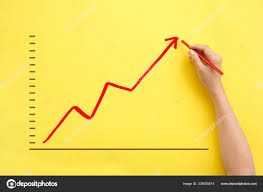 Hand Drawing Business Growth Chart Upward Stock Photo