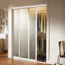 Contractors Wardrobe 72 In X 81 In Silhouette 1 Lite White Aluminum Frame Mystique Glass Interior Sliding Closet Door