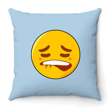 biting lip emoji s throw pillows sold