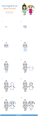 how to draw best friends step by step