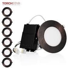 Torchstar 10 5w 4 Inch Dimmable Slim Led Recessed Light 5000k Daylight Oil Rubbed Bronze Pack Of 6 Walmart Com Walmart Com