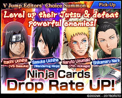 A page for describing characters: V Jump Editors Choice Pick Up Summon Naruto X Boruto Ninja Voltage Facebook
