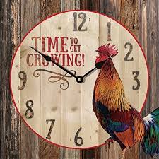Rooster Rustic 14 X 14 Wood Wall Clock