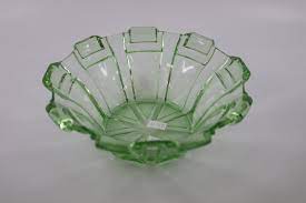 Green Depression Scalloped Glass Bowl