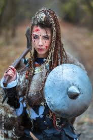 outdoor portrait of viking woman
