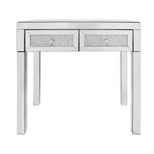 silver glass mirrored vanity crystal