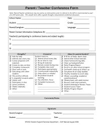 Parent Teacher Conference Form In Word And Pdf Formats