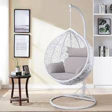 The egg is a chair designed in a typical jacobsen swan style. Rattan Hanging Swing Chair Hammocks Swing Egg Chair With Comfortable Cushions White Gm Mart