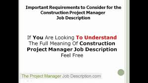 Free Project Management Construction Manager Job Description Youtube